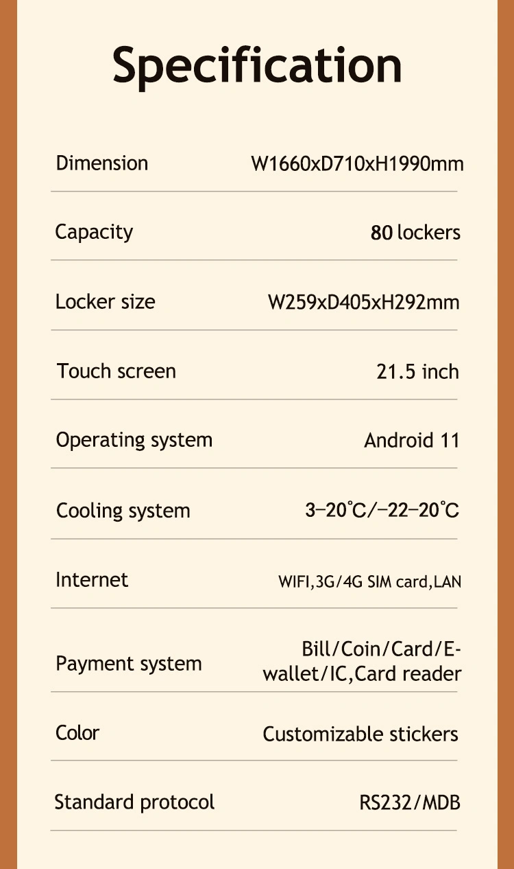 Customizable Lockers Smart Cooling Freezing Systems for Fresh Frozen Farm Products Vending Machine