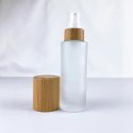Glass Shampoo Cosmetic spray Pump Bottle With Bamboo Cap