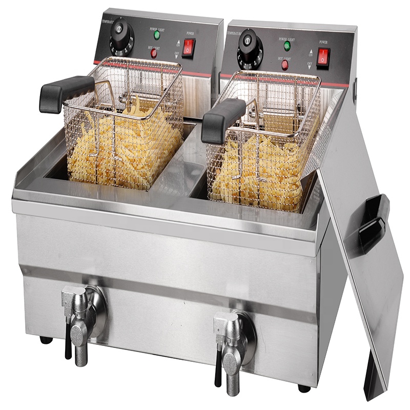 Stainless Steel Electric Potato Chips Fryer Machine with Temperature Control and Cover 13L