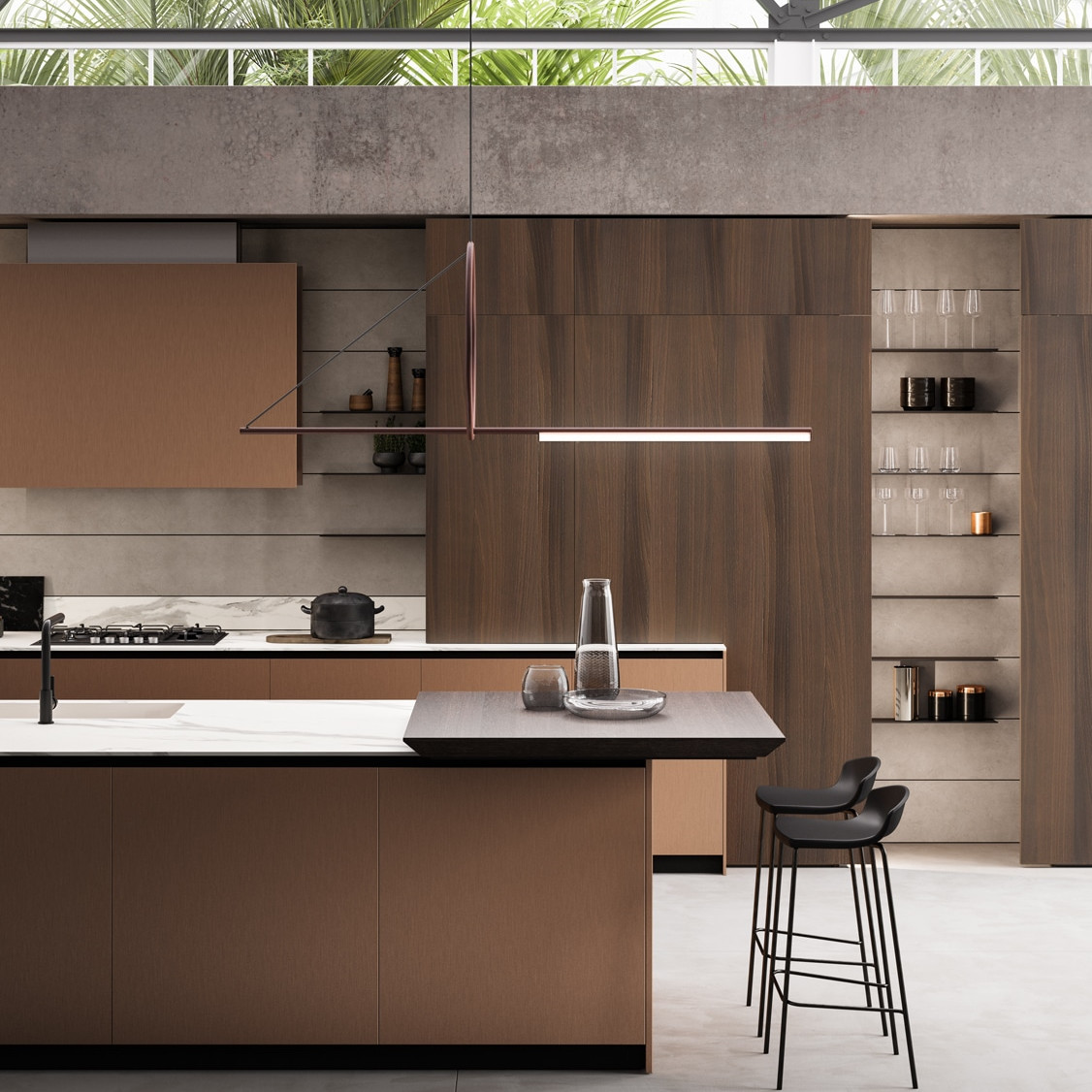 Large-scale Project Kitchen Cabinets For Apartment Solution Customized Wood High-gloss Laminate Kitchen Cabinets