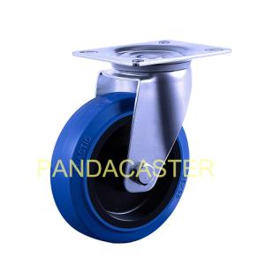 Wholesale 5&quot; Euro Style Blue Industrial Caster Wheels Super Elastic Rubber Wheels from china suppliers