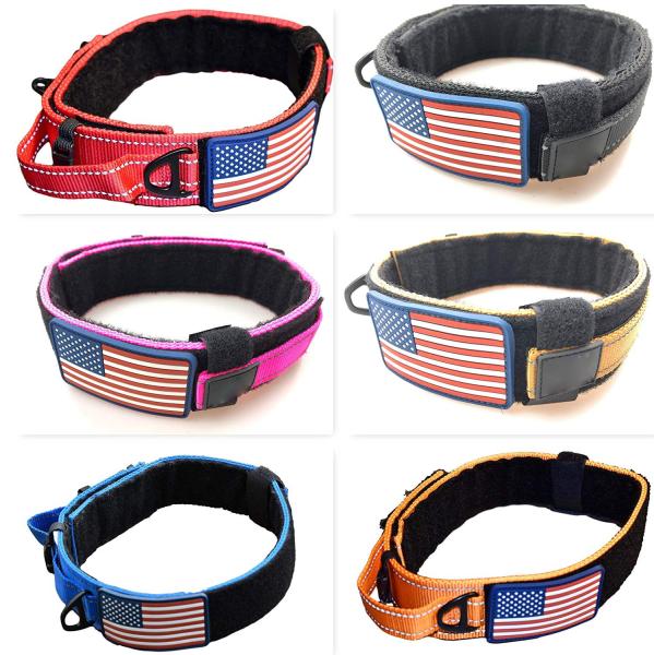 Metal Buckle Military Dog Collar Nylon Reflective K9 Quick Release Fit All