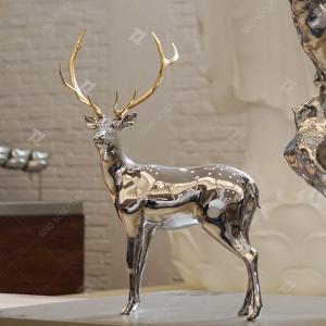 Wholesale 316L Stainless Steel Animal Sculpture , Modern Large Metal Deer Statue from china suppliers