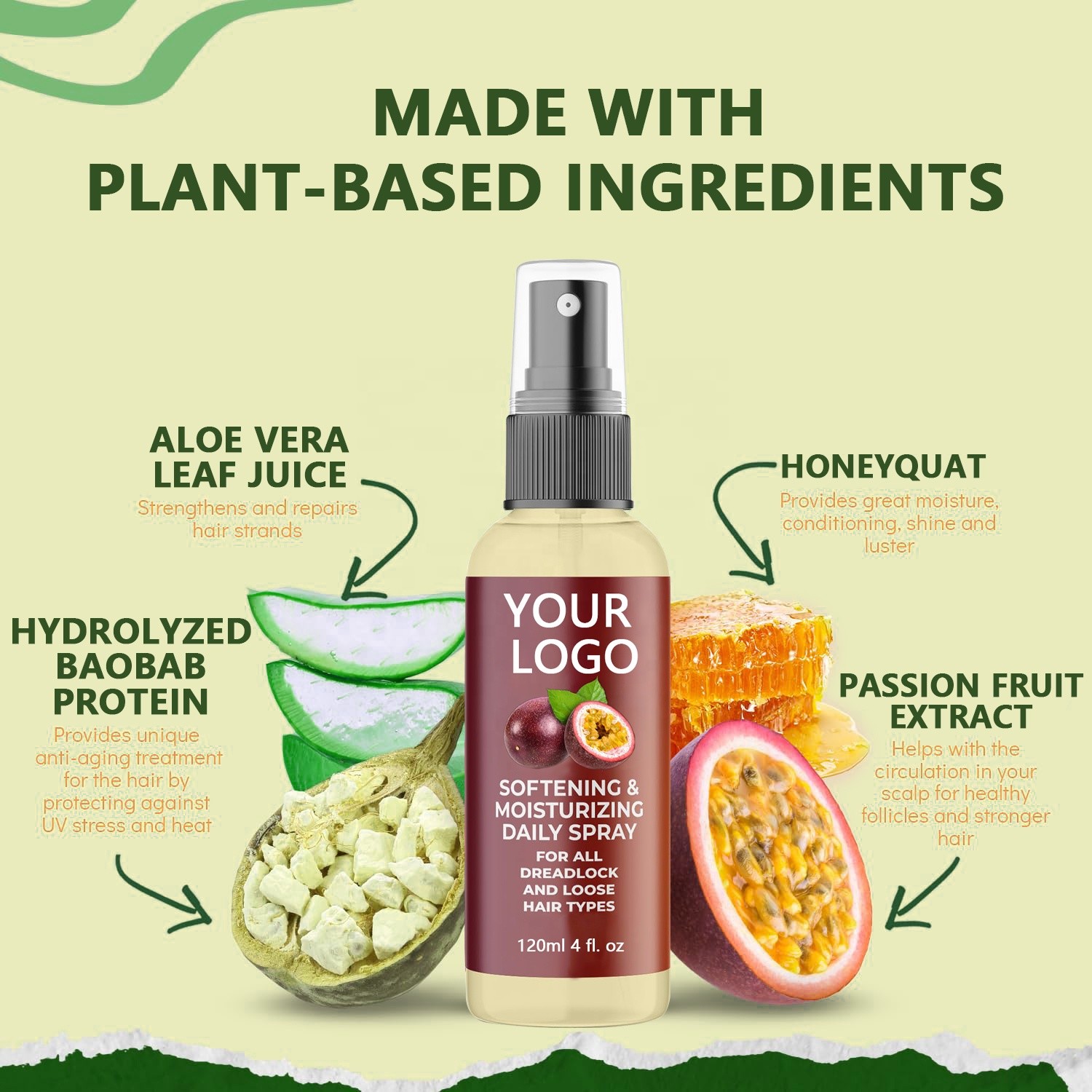 Daily Moisturizing Spray For Dull Dry Locs Passion Fruit Hair Scalp Moisturizer Dreadlocks Braids Spray Control Oil And Frizz