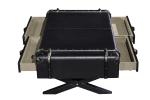 4 Drawers Side Coffee Table Vintage Retro Black Top Genuine Leather For Office