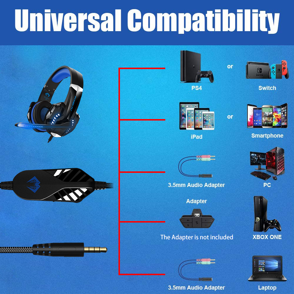 RGB Audifonos Gamers Oil Pastel Wired Over Ear Headphones For PC Xbox One PS5