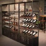 Electroplate Stainless Steel Wine Display Cabinet OEM Metal Wine Racks Free