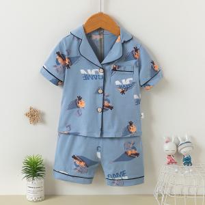 Wholesale Boys Cotton Summer Soft Button Up Pajamas For 80cm - 170cm Height from china suppliers