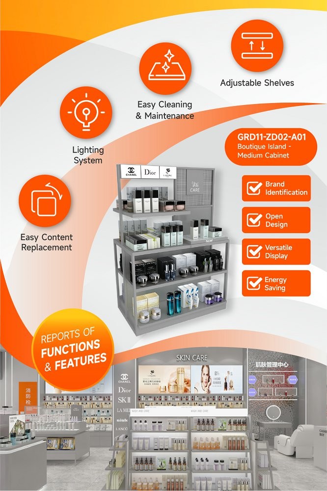 GDR11-ZD02-A01 Fashion Exhibition Display with LED Light Strips and Acrylic Panels for Retail Stores