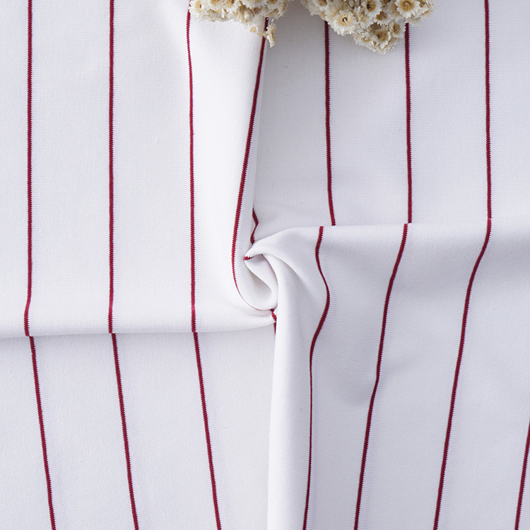 Eco Friendly Cotton Interlock Fabric Striped 225gsm Lycra Rib Texture