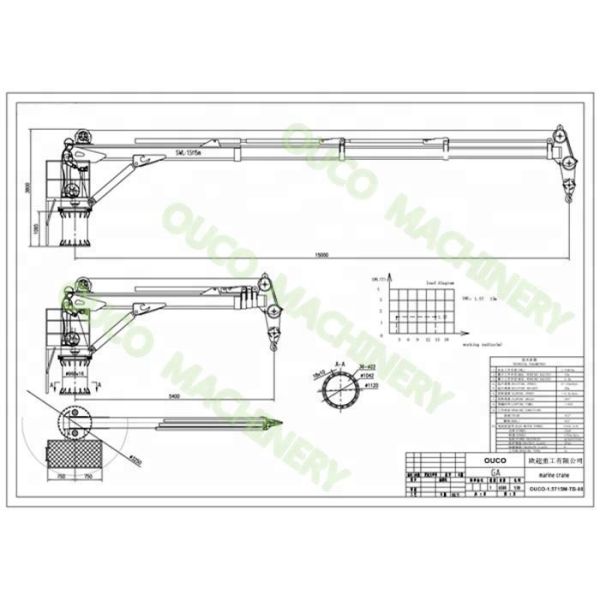 Marine Deck Electric Hydraulic 8t 15m Telescopic Crane