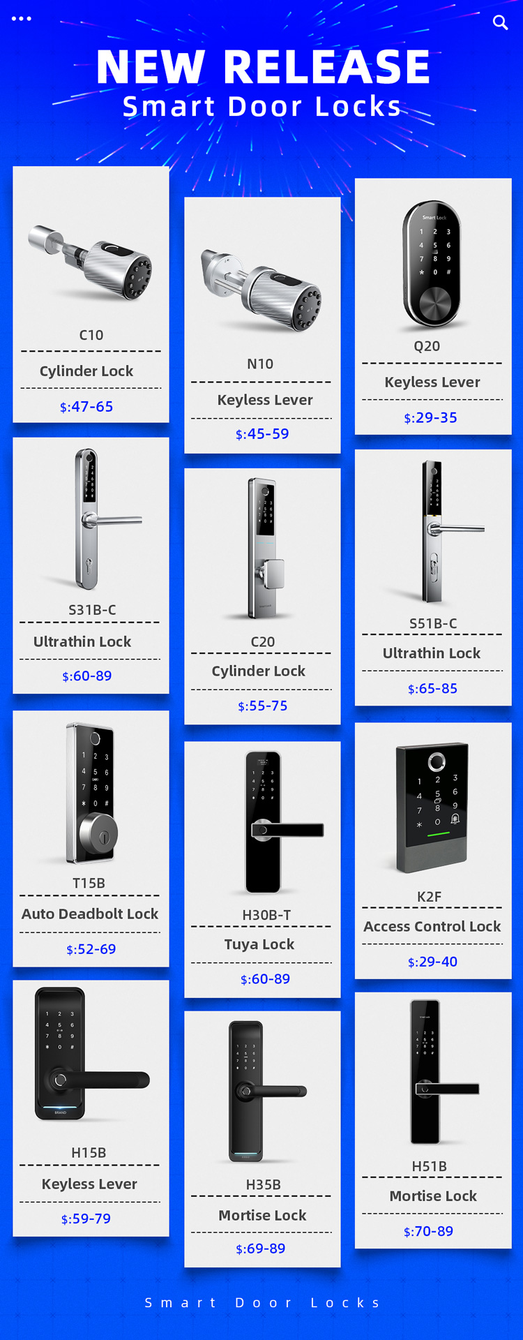 4x AAA Batteries Aluminum Door Lock For Residential