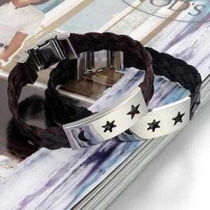 Wholesale Tagor Stainless Steel Jewelry Super Fashion Silicone Leather Bracelet Bangle TYSR012 from china suppliers