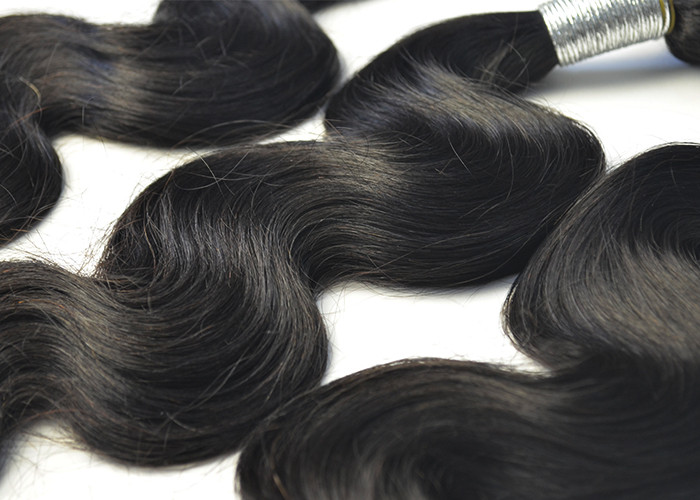 Color 1B Body Wave Peruvian Human Hair Extensions With Unprocessed