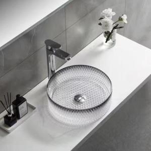 Wholesale Gradient Black Glass Wash Basin Diecasting Crystal Bathroom Vanity Sink from china suppliers