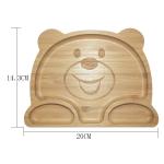 MHC Silicon Divided Suction Dining Kids Wooden Food Bamboo Cutlery Silicon Baby