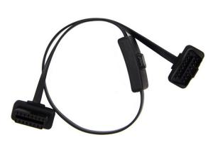 Wholesale OBD2 OBDII J1962 Right Angle Male to Female Extension Flat Cable with Switch from china suppliers