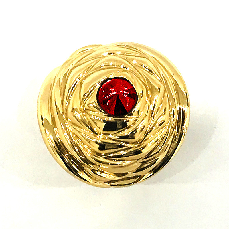Custom Luxury Gold color Zamak Metal Perfume Bottle Caps With Red Stone