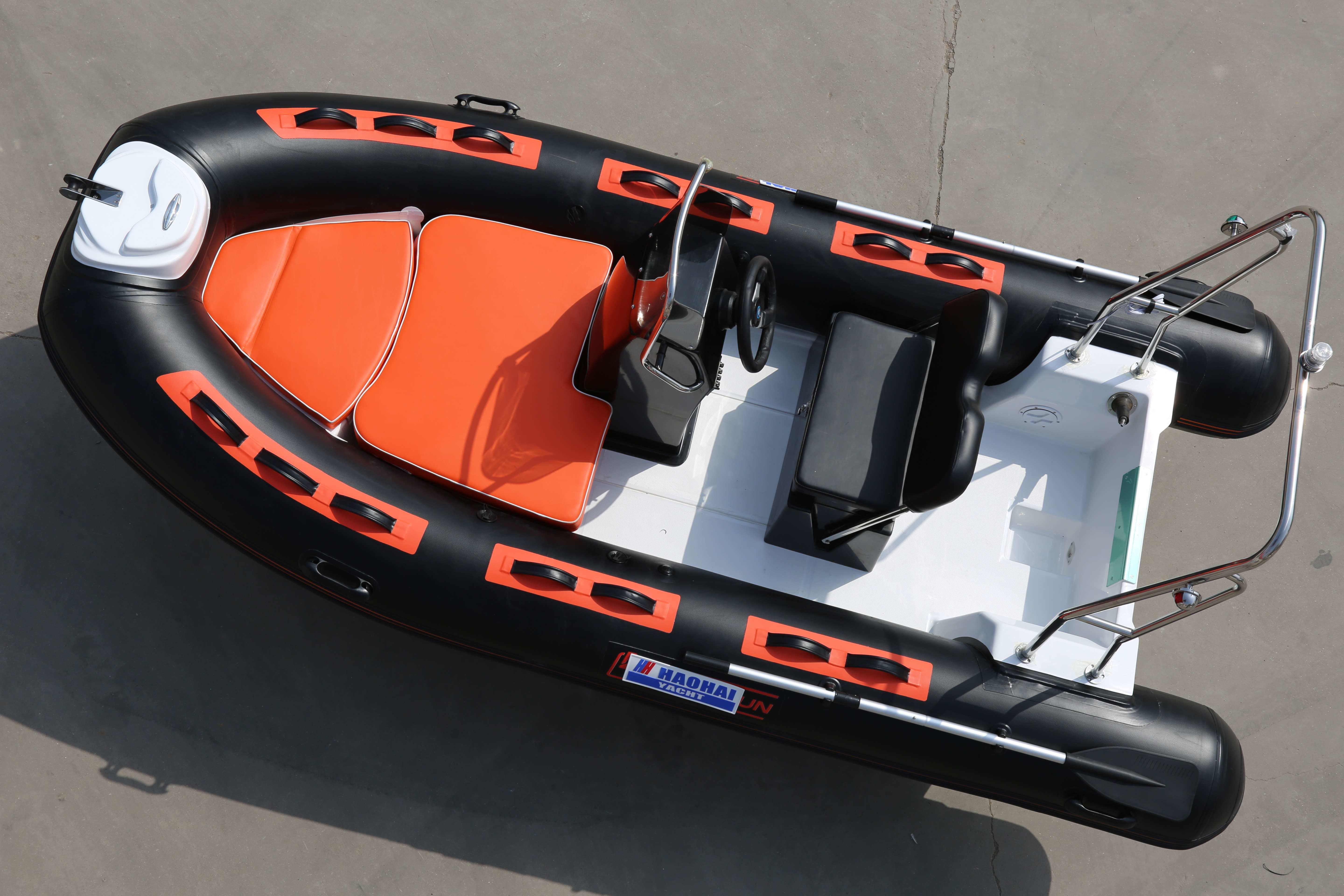 2023 new fiberglass hull rib boat 3.9m with removable fuel tank rib390BL