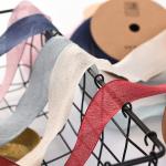 4cm wooden cotton yarn with flower bouquet packaging, bow ribbon, floral ribbon,