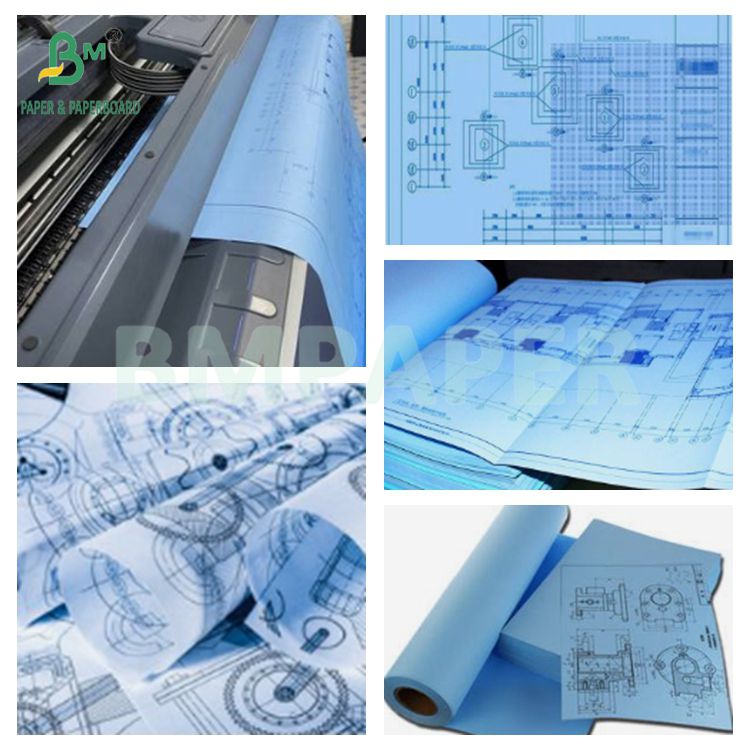 80gsm Two Sides Blue Engineering CAD Printing Blueprint Paper 620mm x 50m 