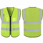 Reflective Outdoor PPE Safety Workwear Zipper Pockets Vest For Construction
