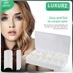 Medium Square Fake Nails French Style False Nails Natural Color Half Cover Fake