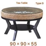 Tempered Glass 8mm Table Top Bistro Patio Table And Wood / Rattan Chairs