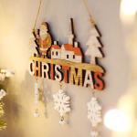Home Restaurant Wooden Christmas Door Hanging Santa Snowman Elk Decoration