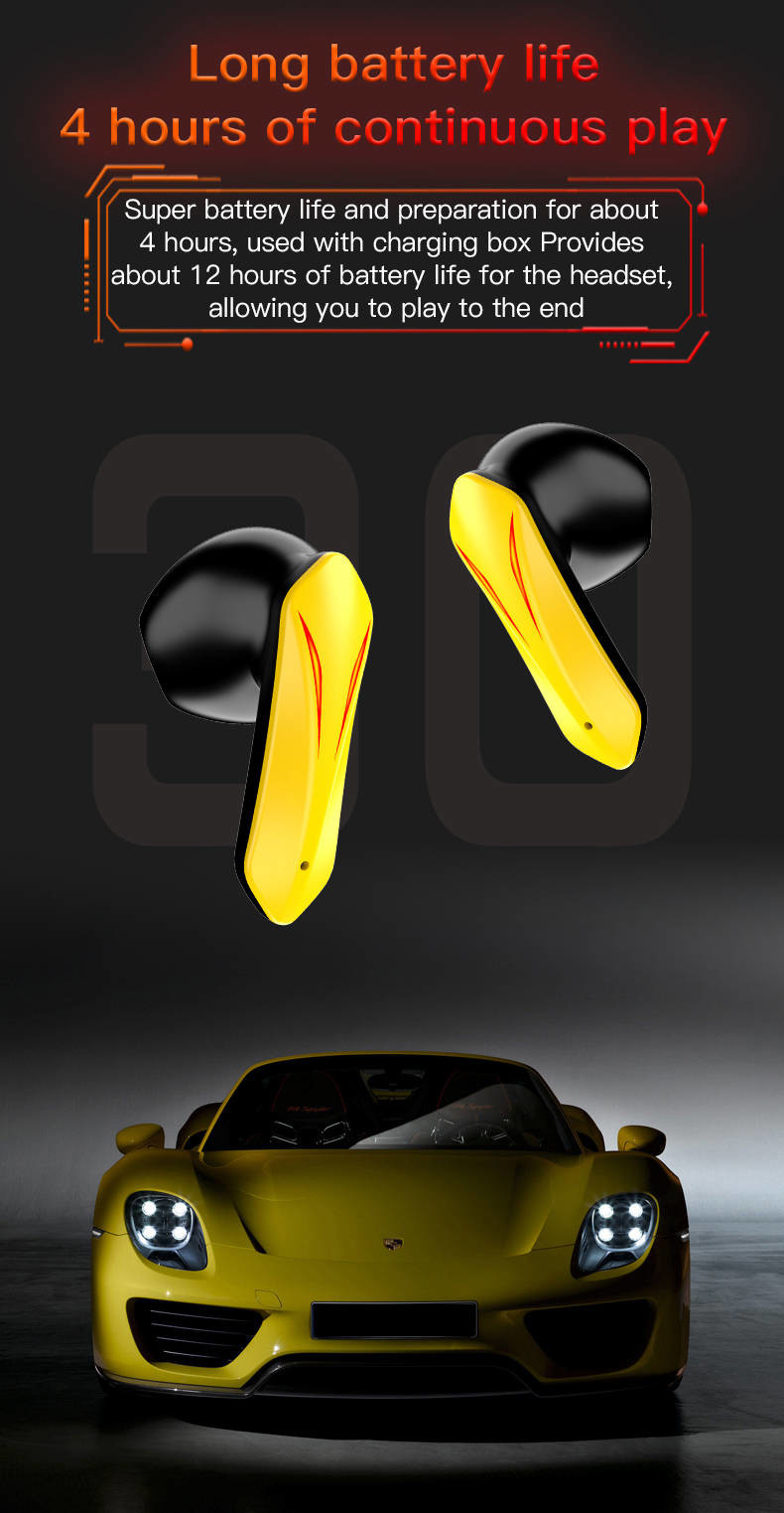 Wireless Gaming Earphone 13mm Large Loudspeaker Stereo Sound With Charging Case