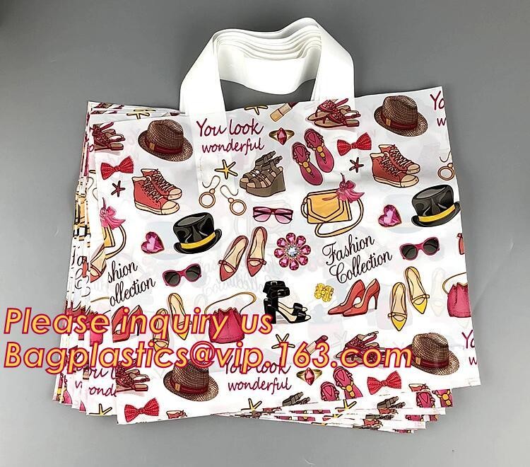 CLEAR FROSTED SOFT LOOP SHOPPER BAG,Soft Loop Handle Plastic Bag OEM Plastic Bagbiodegradable retail shopping bags pack