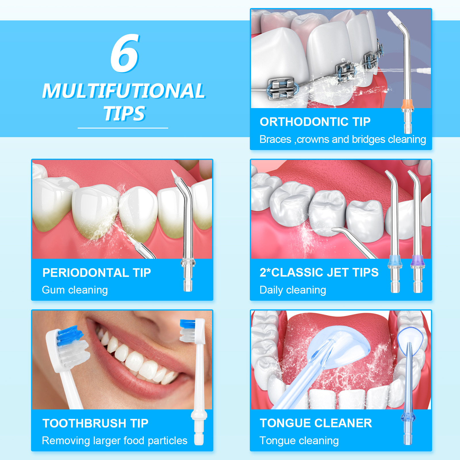 Oral Hygiene Cordless Dental Care New Teeth Water Jet Flossing Risuntech F5020E 300ml Portable Water Flosser