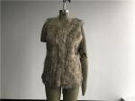 Natural Flax Womens Faux Fur Gilet , Collarless V Neck Coat TW74298