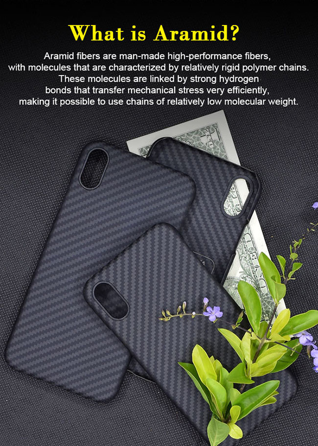Non Conductive Twill Finish Aramid Fiber Phone Case For iPhone X