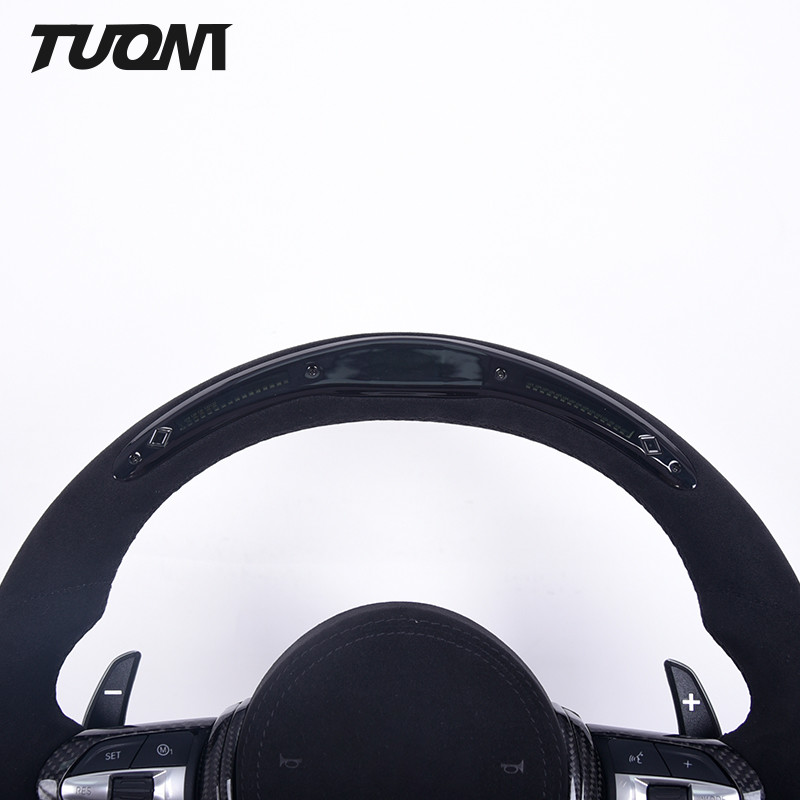 Black Alcantara Genuine BMW Carbon Fiber Steering Wheel With LED Lights