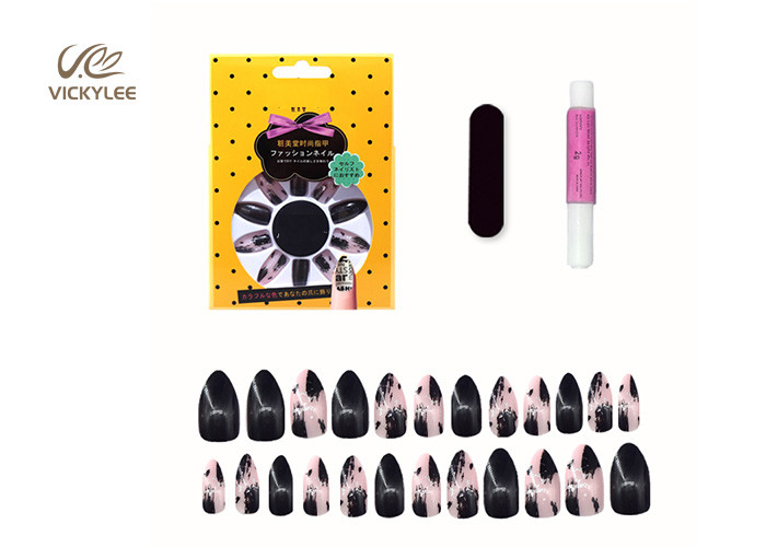 Marbling DIY Fake Nails With Glitter