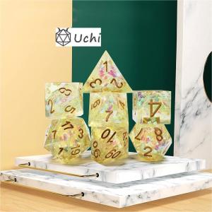 Wholesale Yellow Crystal Color Band Resin Boarding Dice Set dnd dice from china suppliers
