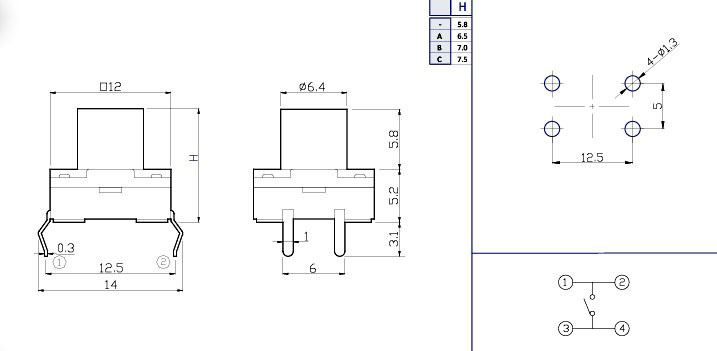 Water-proof Tact Switch AST-1103L