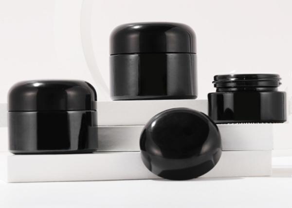 Glass Cosmetic Cream Jar Round Men's Skin Care Black Uv Smell Proof Container
