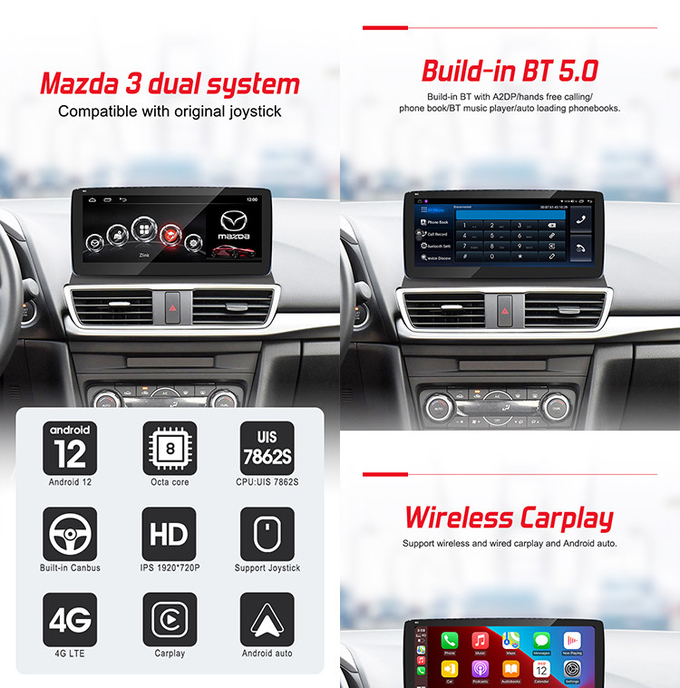 Android Mazda 3 Car Stereo Head Unit With Touch Screen Joystick