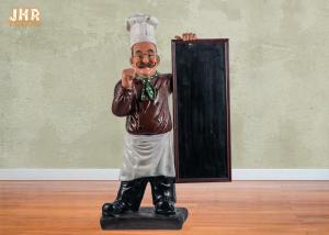 Wholesale Wooden Menu Boards Polyresin Statue Figurine Poly Resin Floor Chef Sculpture For Restaurant from china suppliers