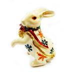 Rabbit Bejeweled Trinket Box Necklace Ring Holder Rabbit Figurine Hinged Rabbit