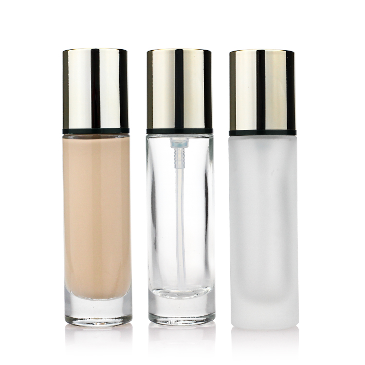 Cosmetics Packaging 30ml Liquid Foundation Glass Bottle With Pump