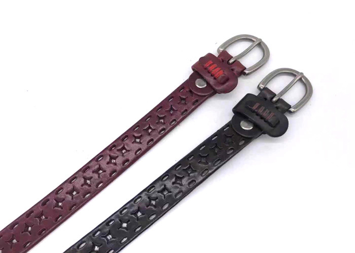 Hollow Out 2.5cm Womens Genuine Leather Belt Needle Buckles