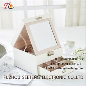 Wholesale High end and elegant PU leather jewelry box for wholesale from manufacturer jewelry box with mirror box drawer from china suppliers