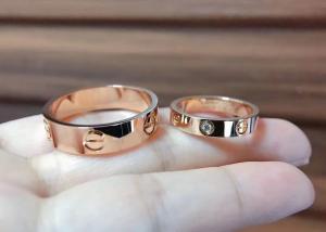 Wholesale ODM Rose Gold Engagement Wedding Ring 0.02ct 0.4cm-0.6cm Width from china suppliers