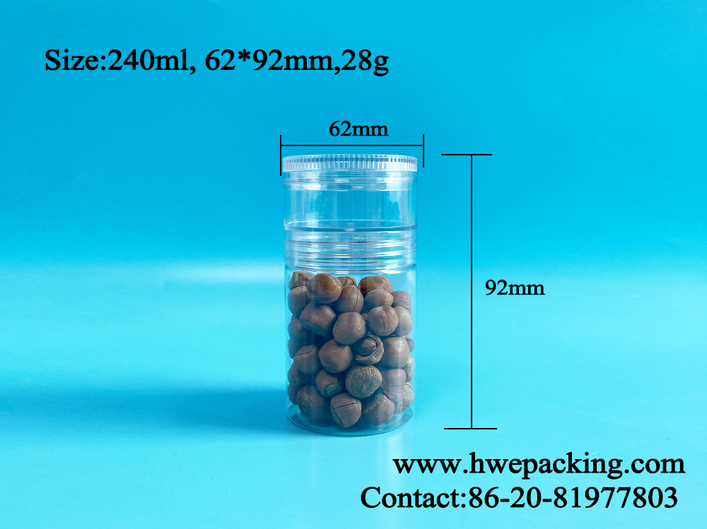 240ml PET Plastic Jar H92mm 2 Layers Screw Lid Paste Jam Bars Biscuit Empty