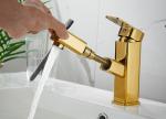 Brass 360°rotate Golden Pull Out Hotel Basin Faucet Tap