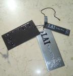 Custom Luxury Paper Hang Tags For Clothing Brand Emboss Silver Foil Logo Plastic