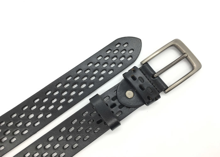 Adjustable Wide Hollow Out Casual Leather Belt For Men